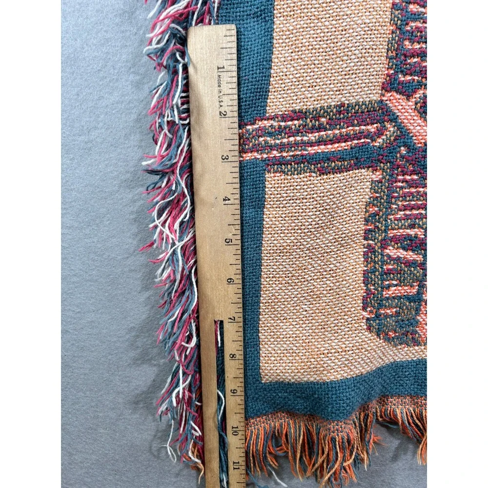 Vintage Goodwin Weavers Garden Tapestry Throw Blanket Cotton Fringed USA Made